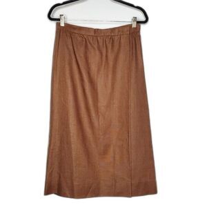 VINTAGE Gene Burton Coffee Brown Linen Skirt Size Large